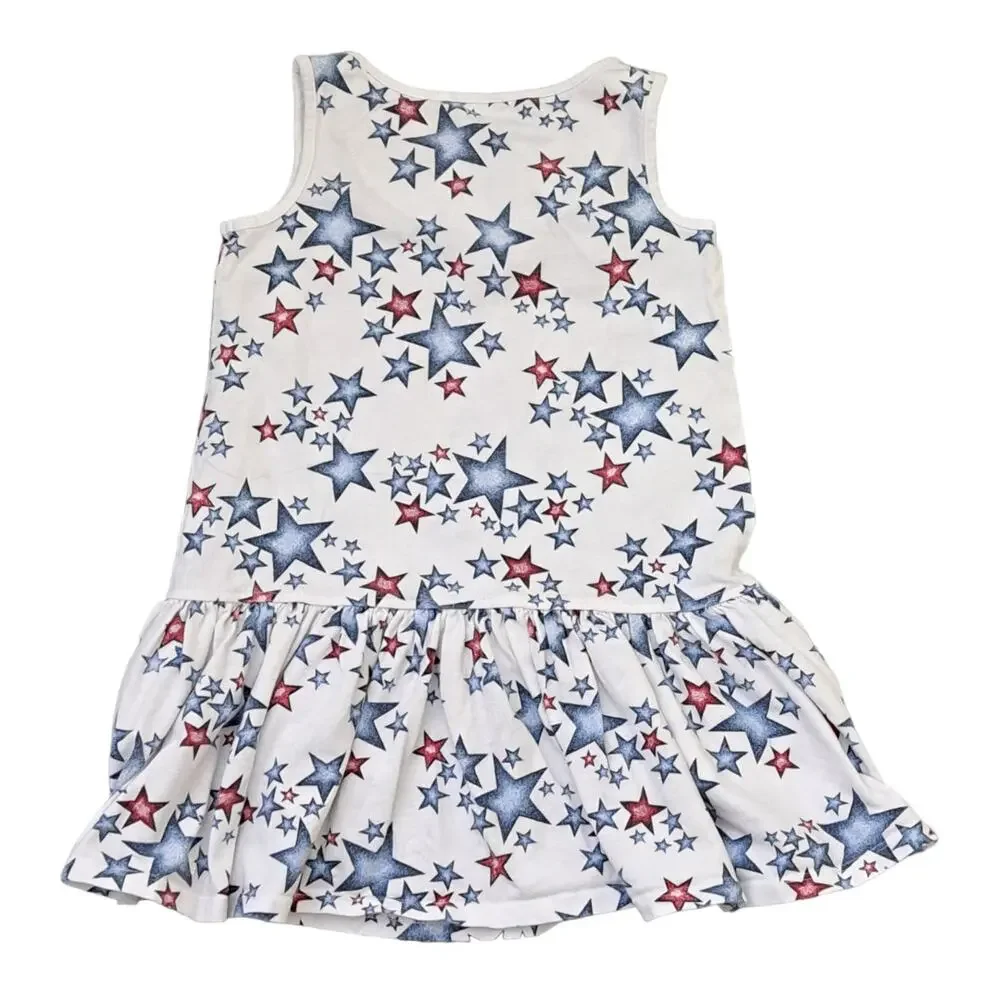 Lands' End Americana Stars Sleeveless Dress Size Small July 4th Festive Sundress